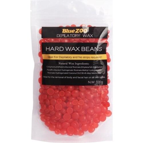 New 100g/pack Strawberry Taste Hard Wax Hair Bean Hot Film Depilatory Beans Body Waxing Beauty Bikini Hair Removal Jelly Pellet