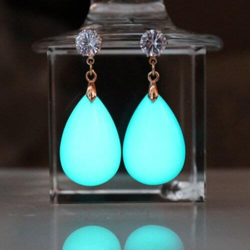 New Water drops Earrings Glow in The Dark party Pendant earring Rhinestone eardrop Jewelry Earpin Gift For Women girl