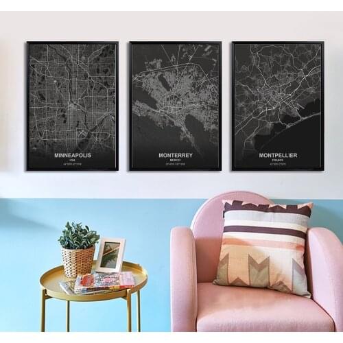 Minneapolis Monterrey Montpellier Montreal Munich Poster Canvas Art Prints Painting Wall Picture for Children Living Room Decor