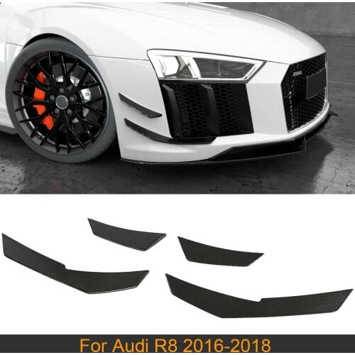 Carbon Fiber Front Bumper Fins Splitters Canards For Audi R8 2016 - 2018 Car Front Bumper Side Splitters Fins Canards