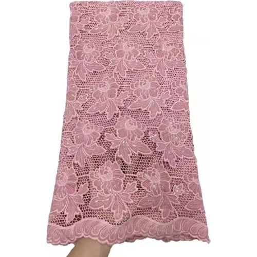 Pink Swiss Lace Fabric French Guipure Lace Fabric 2021 High Quality Nigerian Cord Lace Fabric For Sewing African Lace 5Yards