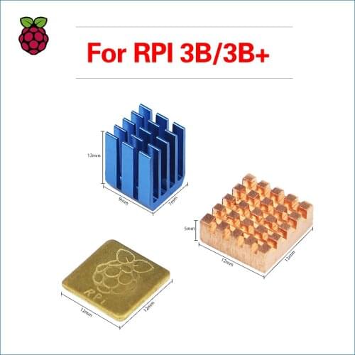 S ROBOT Raspberry Pi 3B/3B+ Heat Sink 1 Aluminum + 2 Copper 1 with Logo Cooling Pad Disipador Radiator Heatsink Cooler RPI141