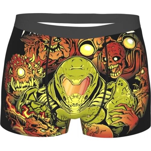 Doom Eternal Slayer Doomguy Game Fight Like Hell Underpants Cotton Panties Male Underwear Print Shorts Boxer Briefs