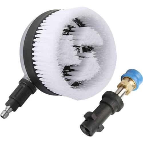 High Pressure Washer Rotating Wash Brush with 1/4 Inch QC, Non-Electric Automatic 360 Degree, 1/4 Inch Blue Holder Coupler Brass