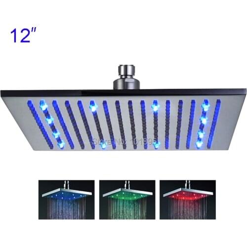 X15263 - 12 Inch Brass Material of Square Rainfall Led Shower Head