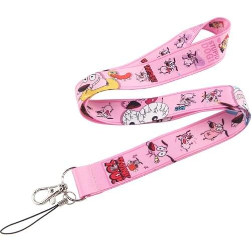 JF0223 Funny Animal Keychain Pink Lanyard For Buttons Phone Neck Straps Hanging Ropes Gift for Anime Lovers Fashion Accessories