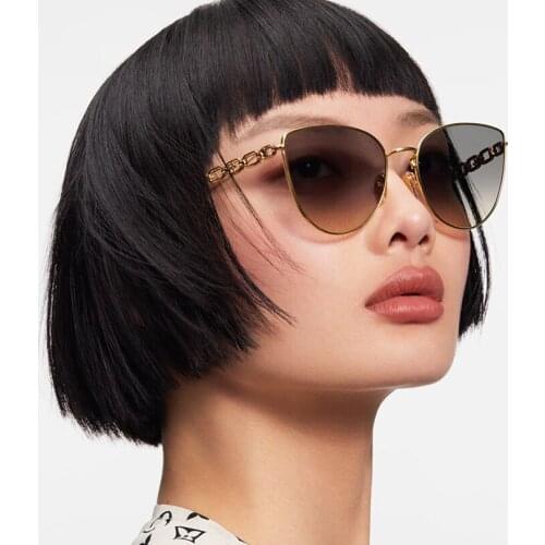 Cat eye sunglasses gold frame women sunglasses retro style gradient brown lens lady eyewear