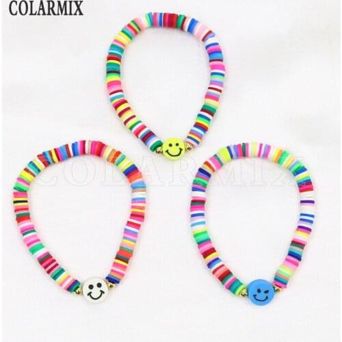 10 Pieces Handmade Coloful beade Bracelet Rainbow color Smile face bangle bracelet accessories bracelets for women jewelry 9909