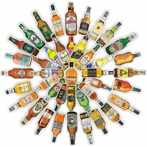 10/50pcs Cartoon Vintage Beer Stickers Wine Bottle Wine Glass Bar Poster Wall Sticker Label KTV Bar Notebook Helmet Refrigerator