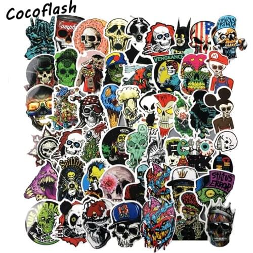 10/50PCS Mixed Horror Skull Stickers for Laptop Motorcycle Car Styling Luggage Phone Accessories Vinyl Decals DIY Terror Sticker