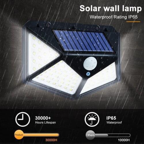 100 COB LED Solar Light Motion Sensor Outdoor Recharged Leds Waterproof Solar Garden Lamp For Path Street Outdoor Wall Spotlight