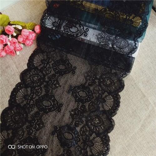 *24cm wide elastic spandex nylon cord jacquard lace E1780