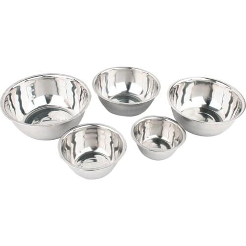 5Pcs/Set Stainless Steel Mixing Bowls Polished Mirror Ergonomic Non-Slip Egg Salad Mixer Bowls Food Storage Kitchen Cooking Tool