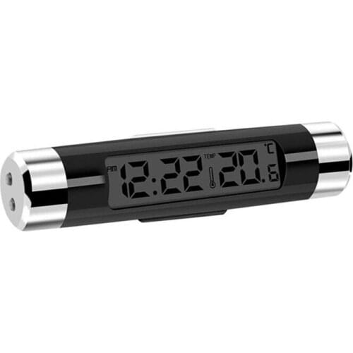 Car Auto LCD Display 2 in 1 Digital Clock Thermometer Time Monitor Electronic Clip-on LED Backlight, Only Celsius