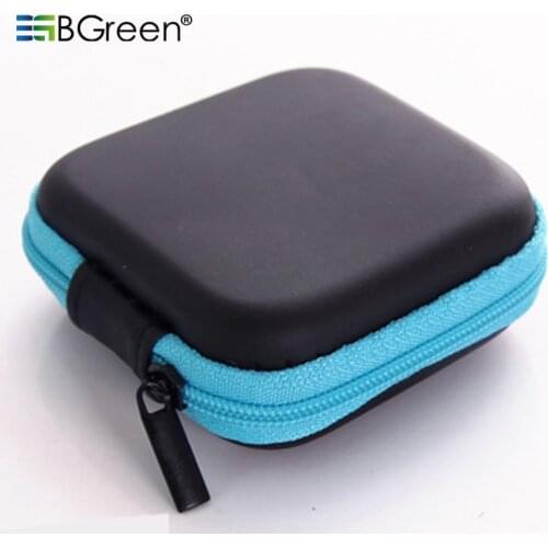 BGreen Pocketable Earphone Box Headset Hard Case Trinket Storage Bag Pouch For MP3 Player Charger Cable Keys