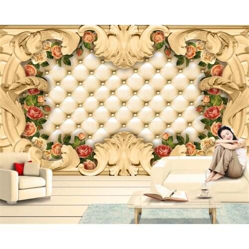 Custom Large Photo Wallpaper European border luxury soft roses background wall murals wall papers home decor tapety Beibehang