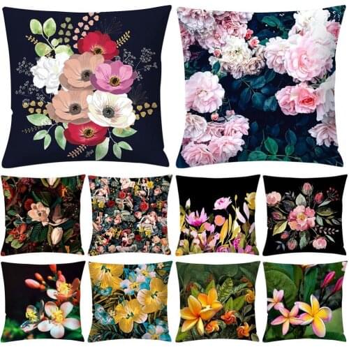 Vintage Floarl Print Pillowcase Colorful Throw Cushion Padding Cover Polyester Square Headrest Pillow Case Home Decorative