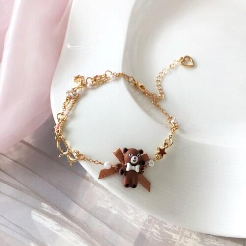 Confidante Star Pearls Beautiful Charm Bracelets Bowknot Girls Little Bear Bracelets