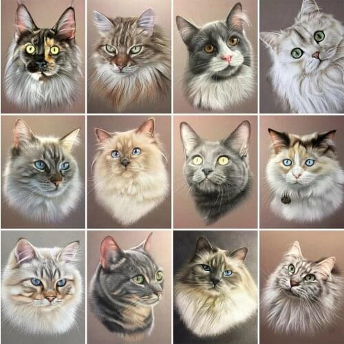 Evershine 5D DIY Diamond Painting Cat Rhinestone Picture Diamond Embroidery Animals Mosaic Sale Home Decor Gift