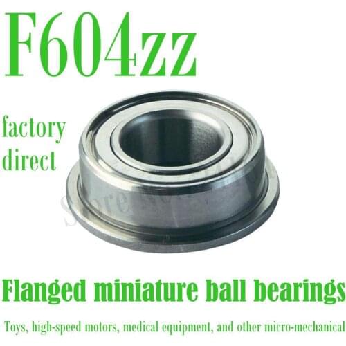 50PCS Free Shipping F604ZZ Flanged bearing RF1240ZZ 4*12*5 mm Shielded Miniature Ball Bearings Rc hobby,Toy,model, Motor