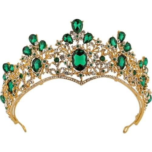 FORSEVEN Baroque Tiaras Crowns Crystal Gold Color Shining Rhinestones Crown Wedding Hair Accessories Dinner Dress Accessories