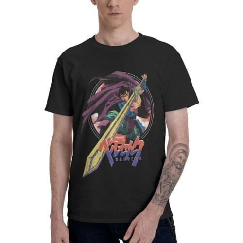 Berserk T-shirt Mens Streetwear T Shirt Short Sleeve Cotton Swordsman Hero Anime Manga Guts Tshirt Unique Tees Tops