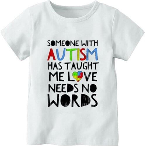 Autism Speechless Quote Heart Puzzle Harajuku Fashion boy GirlS T-Shirt Printed T Shirts Korean Summer New Tops