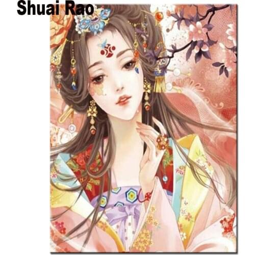 Home Decoration 5D Diamond Painting Portrait Beauty Full Square Drill Embroidery Rhinestone Japanese woman Picture Handcraft Kit