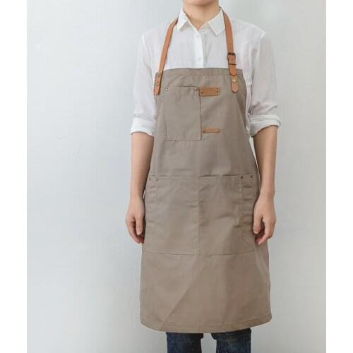 Couple Men And Women Cotton Canvas Cafe Restaurant Chef Uniform Student Painting Drewing Antifouling Overalls Logo Print