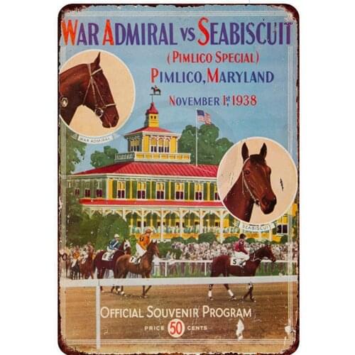 Horse Racing Vintage Style Metal Sign Iron Painting for Indoor & Outdoor Home Bar Coffee Kitchen Wall Decor 8 X 12 Inch