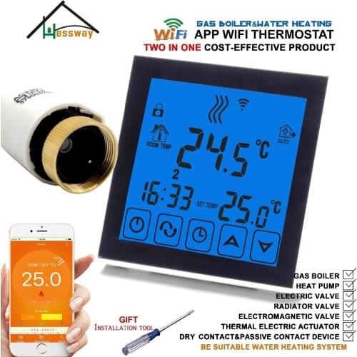 Linkage Controller Weekly Programmable smart wifi thermostat thermostatic radiator valve for 2 in 1 Gas Boiler&Water heating