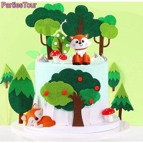 Woodland Animal Cupcake Toppers Woodland Theme Cake Toppers Woodland Creatures Cupcake Picks for Forest Baby Shower Cake Decor