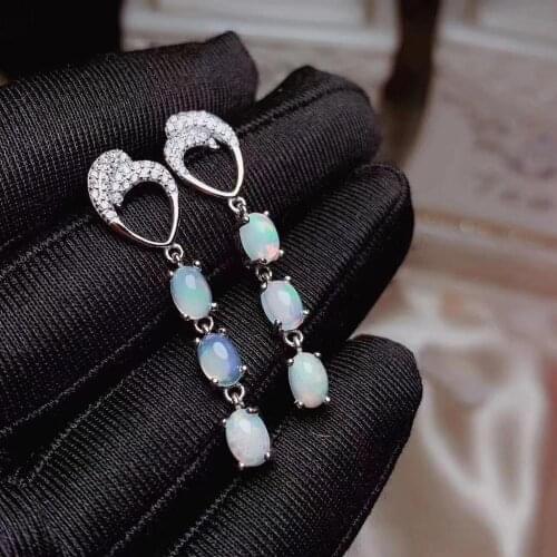 The Best Gift for Your loved Girl OPal Earring 925 sterling silver Fahshion Natural Real Opal Earring