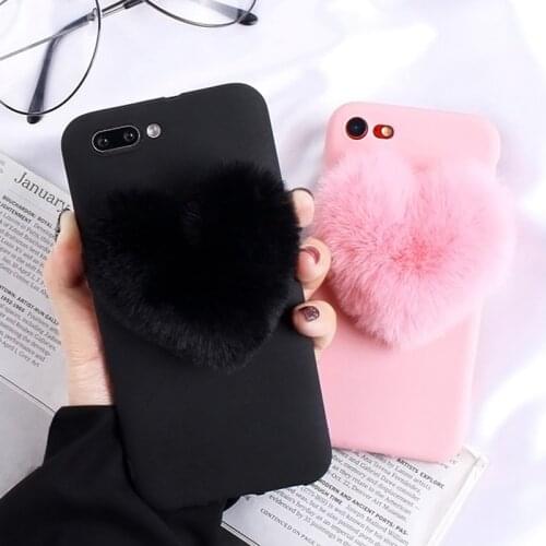 Lovely Fluffy Heart Case for Xiaomi Redmi Note 9S 9 Pro Max 8T 8 7S 6 5A 4X 3 Pocophone F1 X2 F2 Pro Pink Love Soft TPU Cover