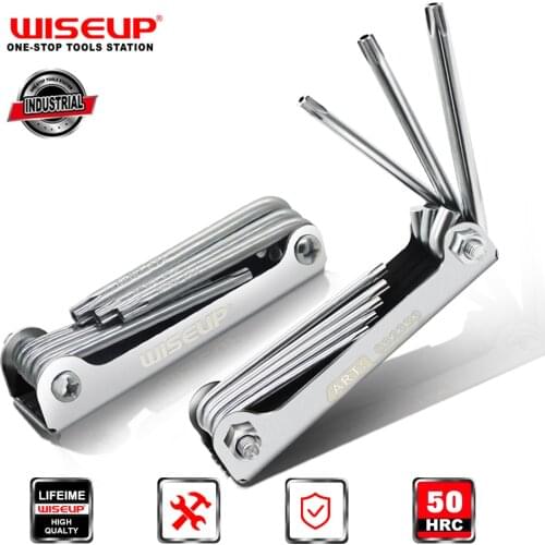 WISEUP Folding Allen Key Set Portable Hex Wrench Hexagon key set CR-V Folding Screwdriver flat Torx Key Wrench Set hand tools