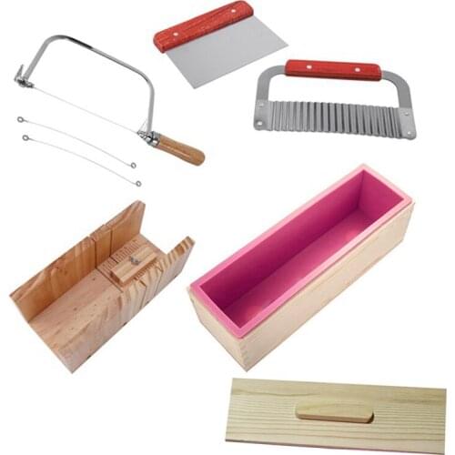 DIY Soap Silicone Mold Set, Adjustable Wooden Soap Knife Handmade Soap DIY Tool Silicone Soap Silicone Mold Soap Mold