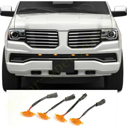 NEW For Lincoln Navigator 2015-17 Grille LED Amber Light Raptor Style Grill Trim 4Pcar accessories