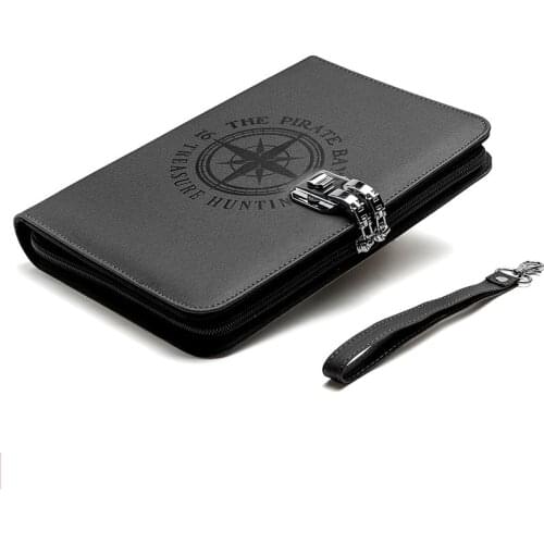 New creative A5 password lock senior PU leather business padfolio travel notebook planner with binder zipper lift handle