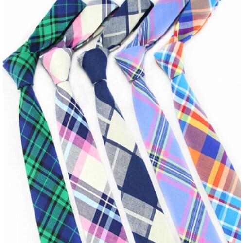 New Men Ties 6cm Cotton Plaid Arrow Corbatas Para Hombre Korean Business Casual Narrow Handsome Tie
