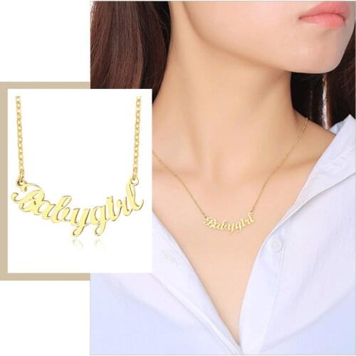 Trendy Stainless Steel Personalized Custom Name Necklaces for Men Women Gold Color Choker Necklace Pendant Nameplate Gifts