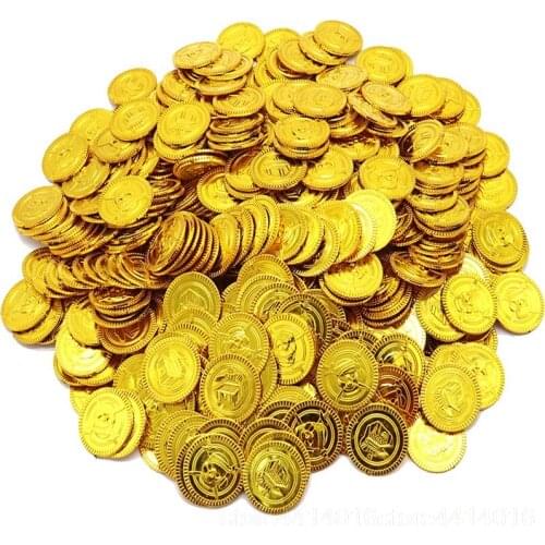 100Pcs Pirate Plastic Gold Coin Game Denomination Coin Gems Childrens Party Supplies Halloween Decor Childrens Toys 2019 66