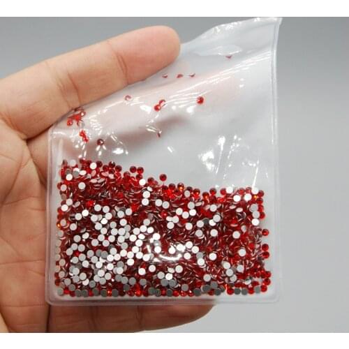 Nail Art Rhinestones Red/Light Siam Color SS3-SS30(1.3-6mm) flatback rhinestones DIY nails decoration crystal stones Shiny Gems