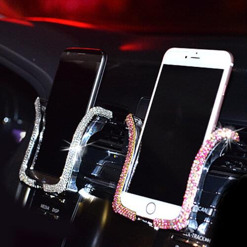 Universal Car Phone Holder with Bing Crystal Rhinestone Car Vent Mount Clip Phone Holder Car for iPhone Samsung Xiaomi Huawei