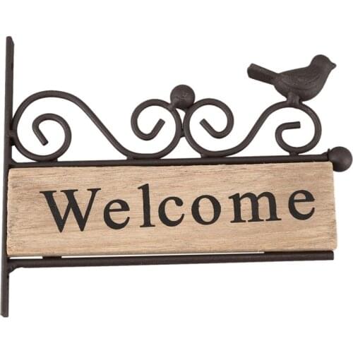Retro Vintage Plaque Wood Bird Welcome Door Sign for Bar Cafe Shop Store Wall Mounting Sign