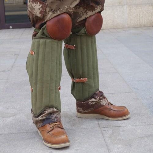 Chinese cavalry canvas leg protection knee protection leather thickened insulation lengthened protection