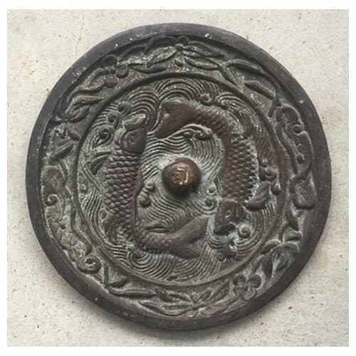 Old HanDyansty(25---186)Bronze fish mirror,Lucky auspicious,best collection&adornment,free shipping