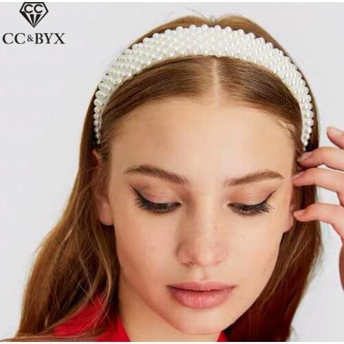 CC Pearl Headband for Women Hairband Romantic Wedding Hair Accessories Bridal Bridesmaids Hairwear Party Fine Jewelry Gift BK08