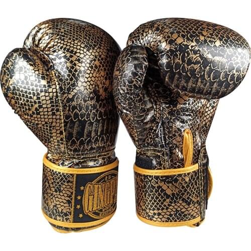 Gold/Silver 6OZ 8OZ 10OZ 12OZ Adult Child PU Leather Boxing Gloves Python Punching Bag Viper Pattern Boxeo Gloves Punch Fitness