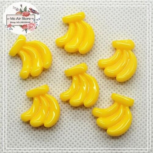 Banana fruit food 10PCS Resin Flat back Cabochon Art Supply Decoration Charm Craft 17x19mm
