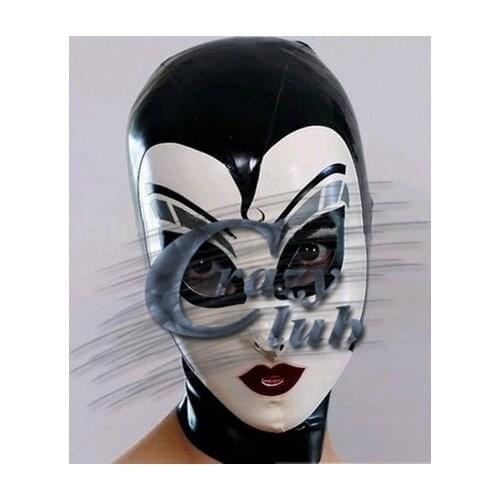 Crazy club_ 100% Natural Fetish Pure nature rubber fetish mask latex party catwomen hood mask Free Shipping Fast Delivery Sale